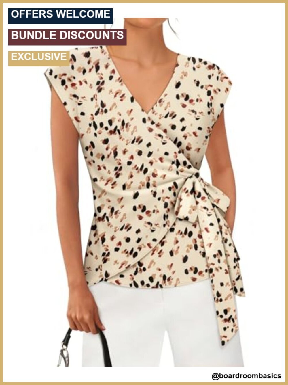 Womens Wrap Blouse V Neck Cap Sleeve Ruched Tops Business Casual Work Office